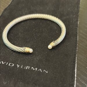 David Yurman Gold and Silver Cable Cuff Bracelet
